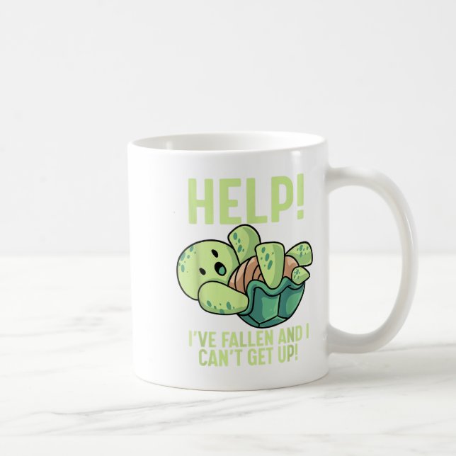 Help I've Fallen And I Can't Get Up Turtle Humour  Coffee Mug (Right)