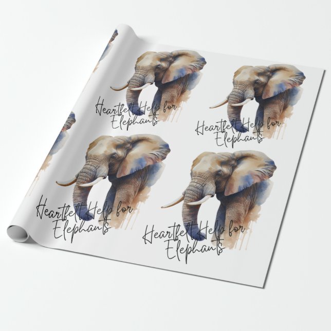Help Keep Elephants Wild Wrapping Paper (Unrolled)