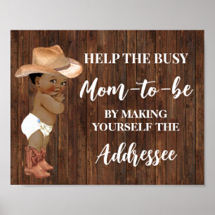 Help Mom Make Yourself Addressee AA Cowboy Shower Poster