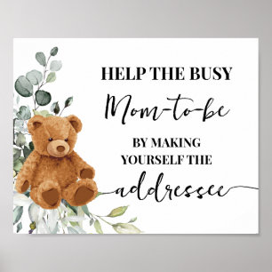 Help Mom Make Yourself Addressee Bear Shower Poster