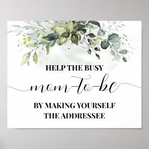 Help Mom Make Yourself Addressee Greenery Shower Poster