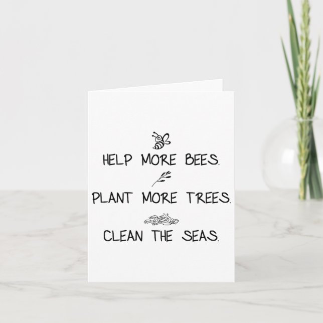 Help More Bees Plant More Trees Clean The Seas Nat Card (Front)