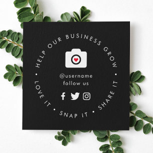 Help our Business Grow   Social Medial Followers Square Business Card