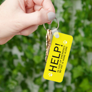 Help pet home alone emergency contact personalized keychain