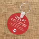 Help pet home alone emergency contact personalized keychain<br><div class="desc">Help pet home alone emergency contact personalized keyring from Ricaso .. customize with your own contacts</div>