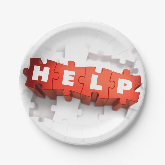 Help Puzzle Pieces Paper Plates (Front)