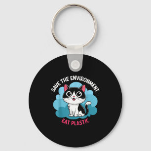 Help Save The Environment_ Eat Plastic – A Cute Ca Keychain