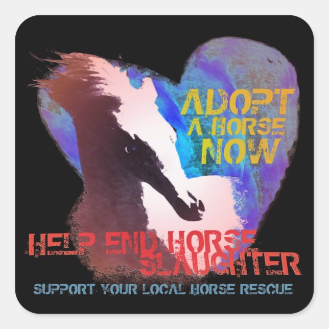 Help Stop Horse Slaughter Square Sticker (Front)