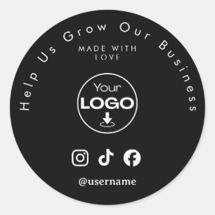 Help Us Grow Business Social Media Followers Classic Round Sticker