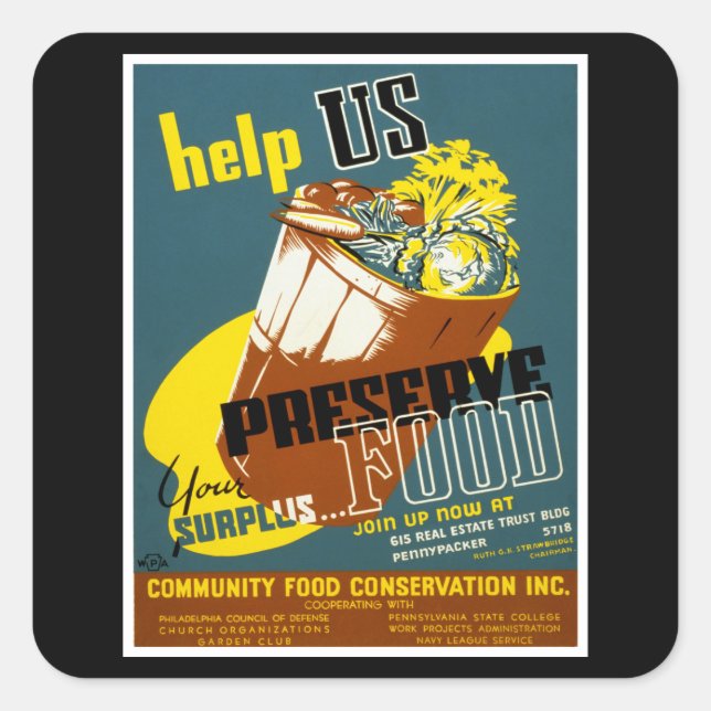 Help Us Preserve Food Square Sticker (Front)