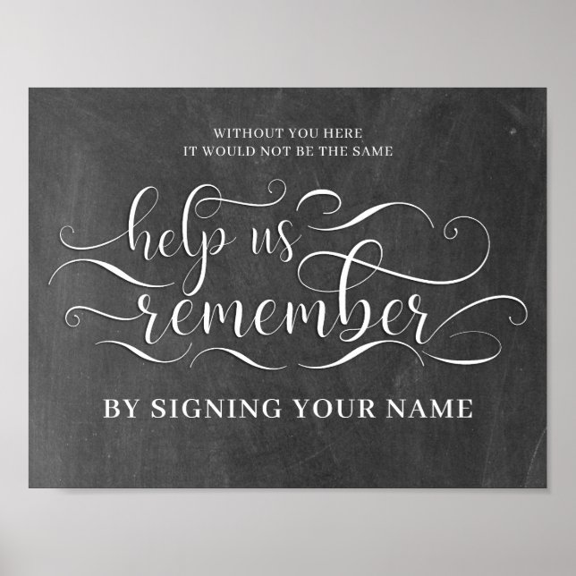 Help Us Remember Chalkboard Wedding Sign (Front)