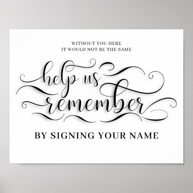 Help Us Remember Wedding Sign (Front)