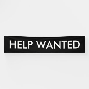 Help wanted customizable black white banner