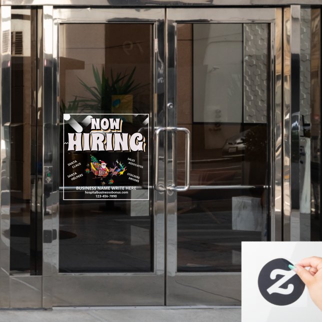 Help Wanted Hiring Now Business Christmas  Custom  Window Cling (Office Door)