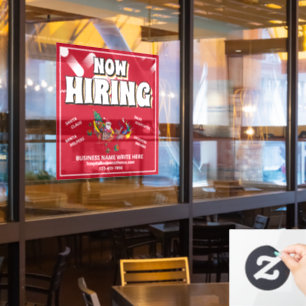 Help Wanted Hiring Now Christmas Holidays Custom Window Cling
