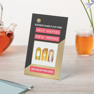 Help Wanted Now Hiring Apply Logo Custom  Pedestal Sign