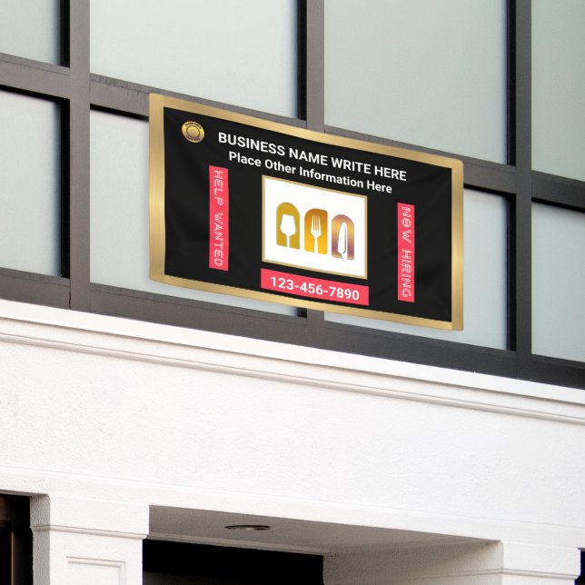 Help Wanted Now Hiring Business Company Custom tom Banner (Outside Building)