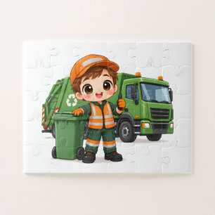 Helpful Garbage Truck Driver Jigsaw Puzzle
