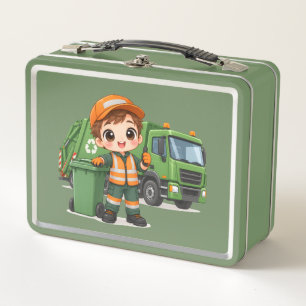 Helpful Garbage Truck Driver Metal Lunch Box