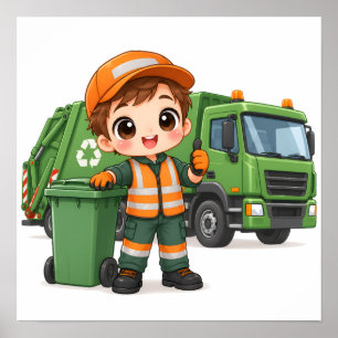 Helpful Garbage Truck Driver Poster