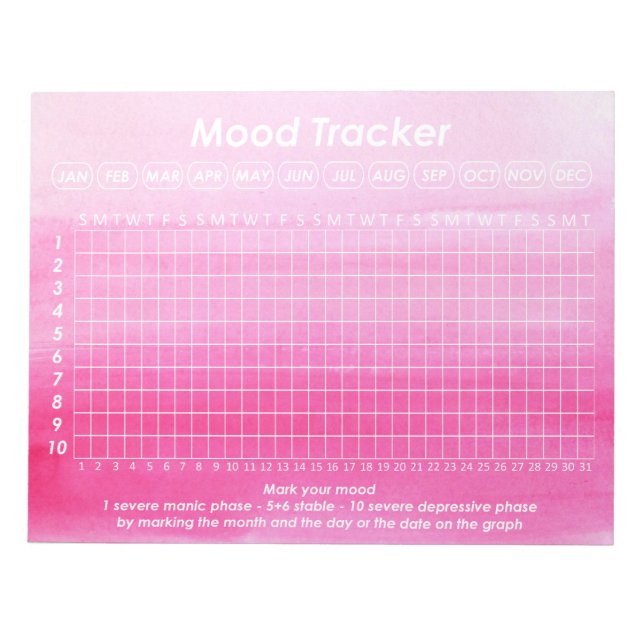 Helpful Mood Tracker For Bipolar Disorder Symptoms Notepad (Front)