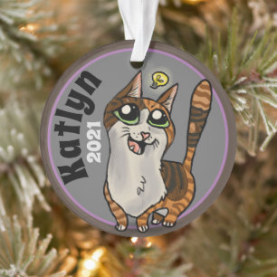 Helpful Study Cat Custom Ornament