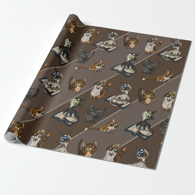 Helpful Study Cats Wrapping Paper (Unrolled)