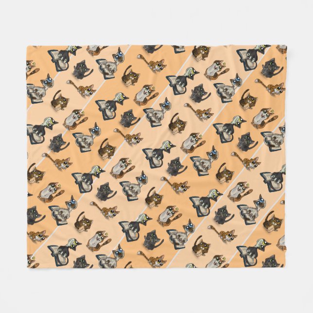 Helpful Study Cats Yellow Fleece Blanket (Front (Horizontal))