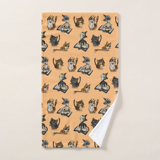Helpful Study Cats Yellow Hand Towel (Hand Towel)