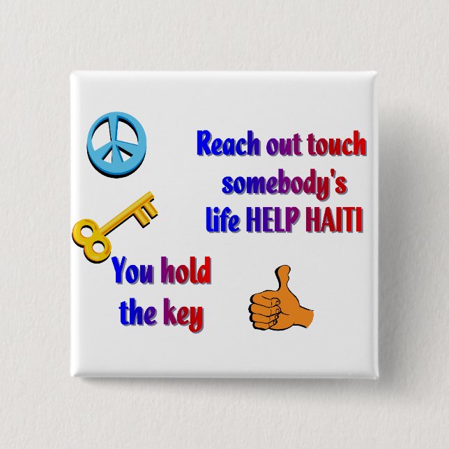 Helping HAITI_ 2 Inch Square Button (Front)
