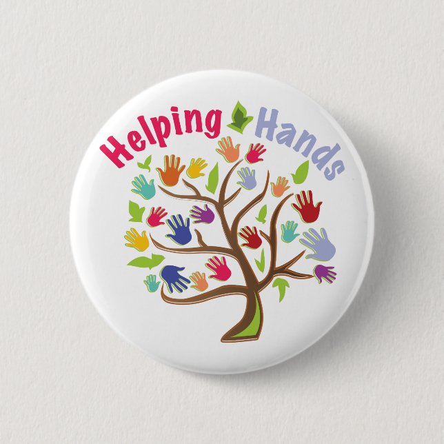 Helping Hands 2 Inch Round Button (Front)