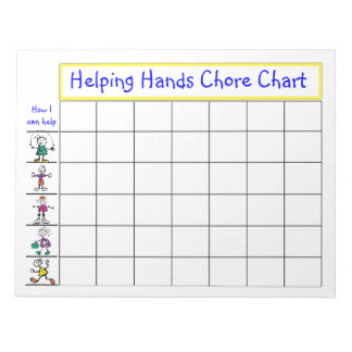 Helping Hands Chore Chart with kid stick figures Notepad