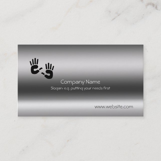 Helping Hands on brushed steel-effect Business Card (Front)