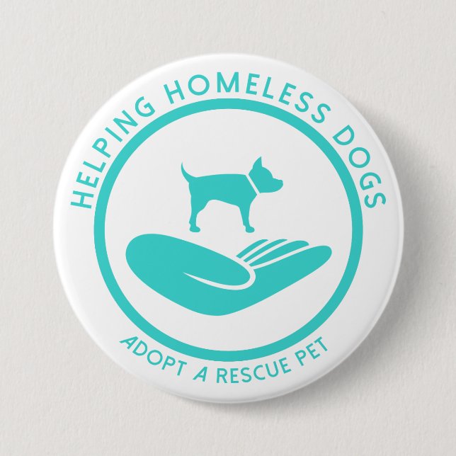"Helping Homeless Dogs" 3 Inch Round Button (Front)