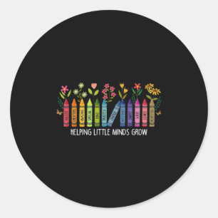 Helping Little Minds Grow Teacher Back To School F Classic Round Sticker