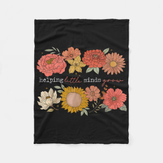 Helping Little Minds Grow Teacher Wildflower Back Fleece Blanket