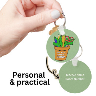 Helping Me Grow Teacher Gift Metal Keychain