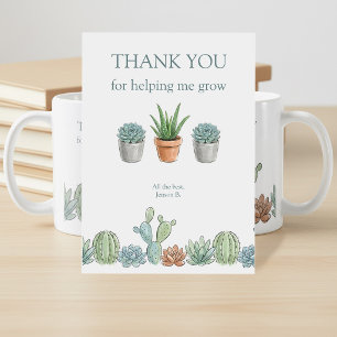 Helping Me Grow Watercolor Succulent Teacher Thank You Card