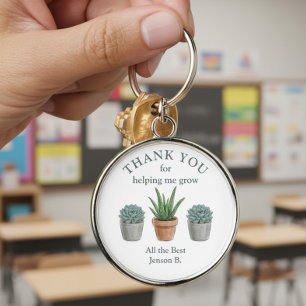 Helping Me Grow Watercolor Succulent Thank You Keychain
