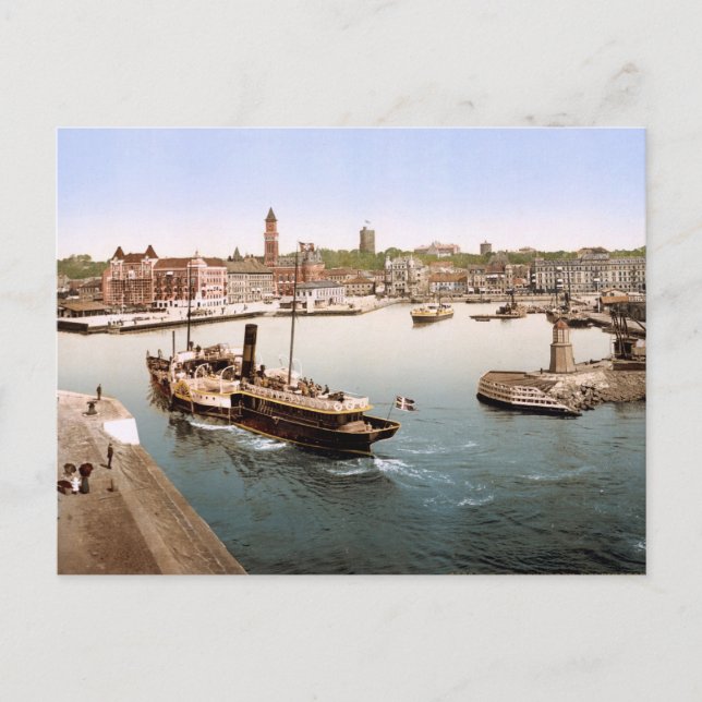 Helsingborg harbour and city hall Sweden Postcard (Front)