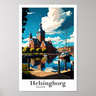 Helsingborg Sweden Art Vintage Travel Portrait  Poster