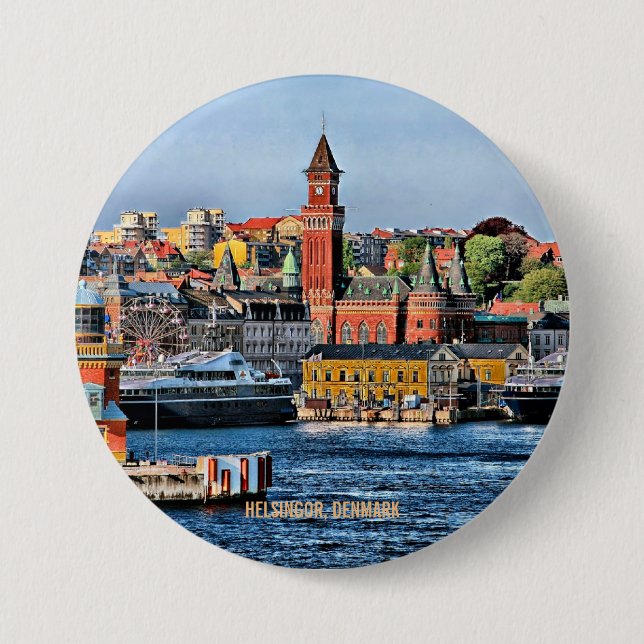 HELSINGOR, DENMARK, coastal city, 3 Inch Round Button (Front)