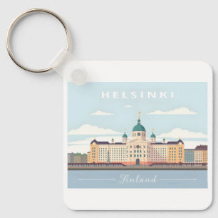 Helsinki Finland Cathedral Pastel Travel  Keychain