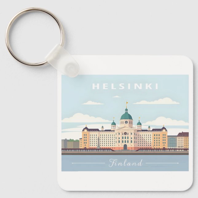 Helsinki Finland Cathedral Pastel Travel  Keychain (Front)