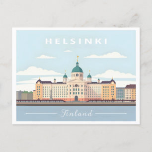 Helsinki Finland Cathedral Pastel Travel Postcard