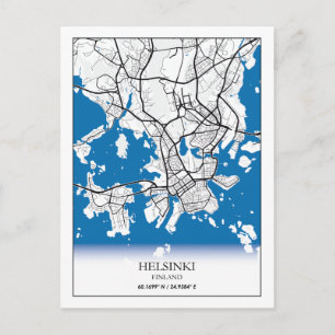 Helsinki Finland City Map Coordinates Travel Postcard