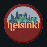 Helsinki Finland City Skyline Retro Cityscape Art Magnet<br><div class="desc">Vintage and retro city design with beautiful skyline, tourist attraction and cityscape art. Cool skyscraper and building silhouette illustration merchandise for tourist and traveller. Perfect as souvenir to bring back home when travelling all around the world. Save the memory of your travel and vacation with family and friends. Background colour...</div>