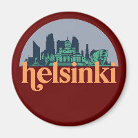 Helsinki Finland City Skyline Retro Cityscape Art