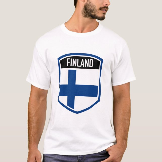 Helsinki Finland Flag Emblem T-Shirt (Front)