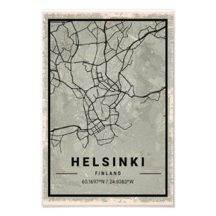 Helsinki finland map print poster canvas